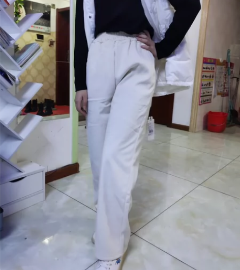 全新米白色加绒女休闲裤百分之95.7的棉m...