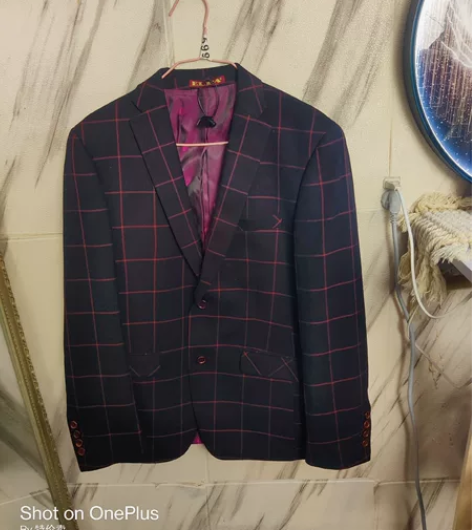 男士小西装韩版修身上衣 帅气休闲格子免烫单...