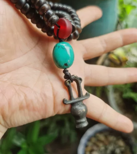 独特的项链   椰壳算盘珠 配琉璃珠 松石...