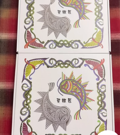 贵州贺银匠“蝴蝶姑娘”银画，刺绣画底，足银...