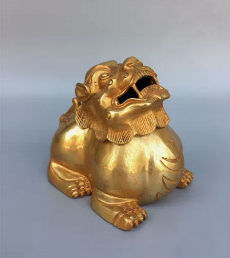 民国时期老物件佛堂玄关全品摆件 铜鎏金狮子...