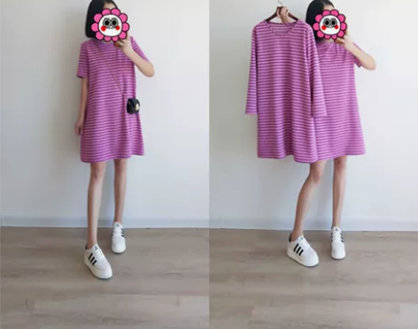 2021年春装新款t恤针织条纹夏季夏天连衣...