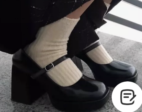 法式复古玛丽珍单鞋女秋冬一字带方头粗跟防水...