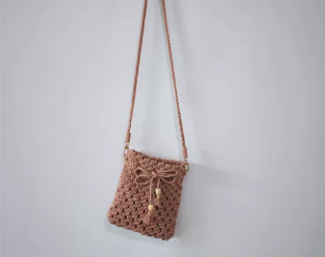 女士斜挎包单肩包手工编织文艺风手机包棉麻i...