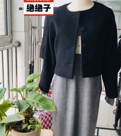 永恒的挚爱:1.赫本经典改良款黑色纯羊毛上...