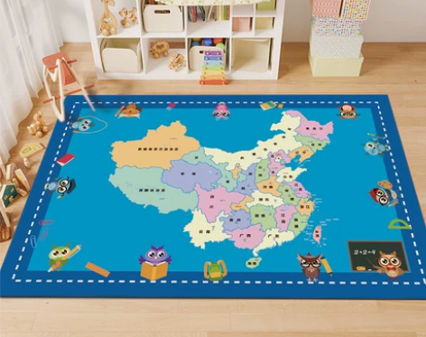 儿童房阅读区中国世界地图地毯幼儿园益智亲子...