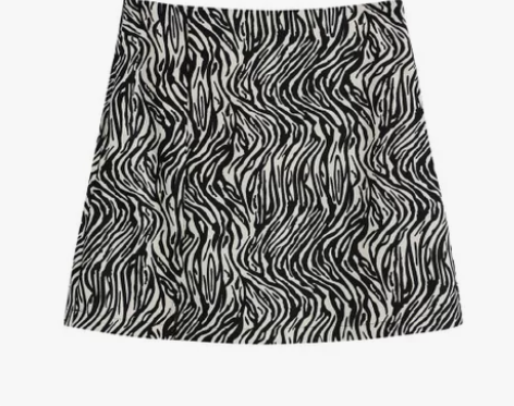 斑马纹短裙女半身裙高腰A字裙 M码 里面有...