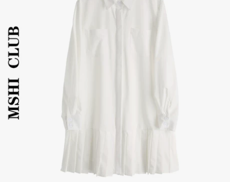 长袖POLO领衬衫裙2020春季百搭中长款...