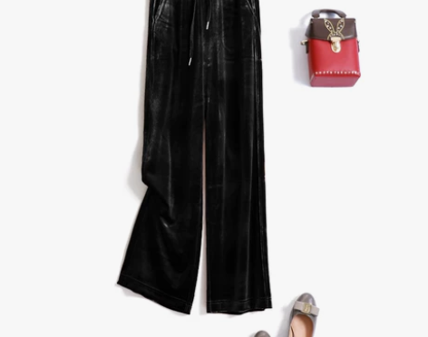 舒适高级 2022秋冬氛围感丝绒阔腿裤百搭...