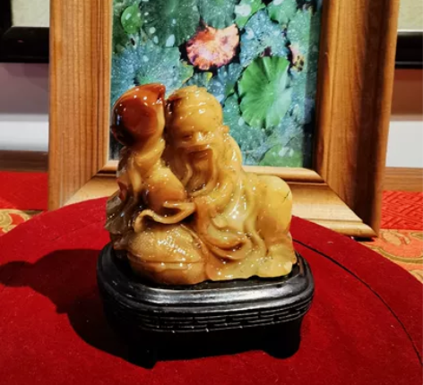 寿山石  玉雕，寿比南山 芙蓉石，   长...