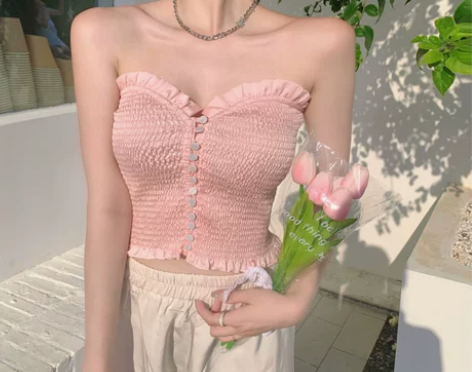 吊带女夏季抹胸性感薄款木耳边背心外穿外搭辣...