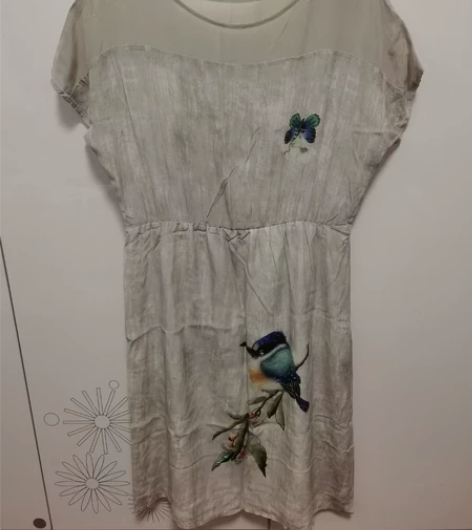 100%桑蚕丝钉珠连衣裙 XL几乎全新 下...