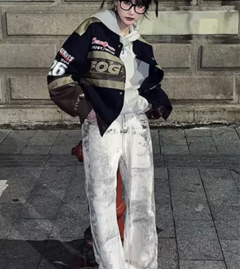 中性扎染潮流直筒牛仔裤 s码 全新 带吊牌...