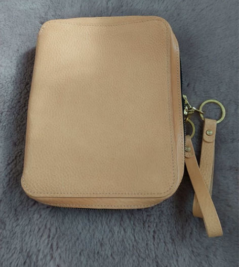 Mbox原色拼焦茶色zip拉链包手账本笔记...