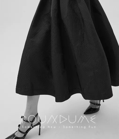 设计师原创店铺 优雅复古赫本风提花蓬蓬伞裙...