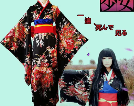 地狱少女阎魔爱振袖和服华丽原版cos同款动...