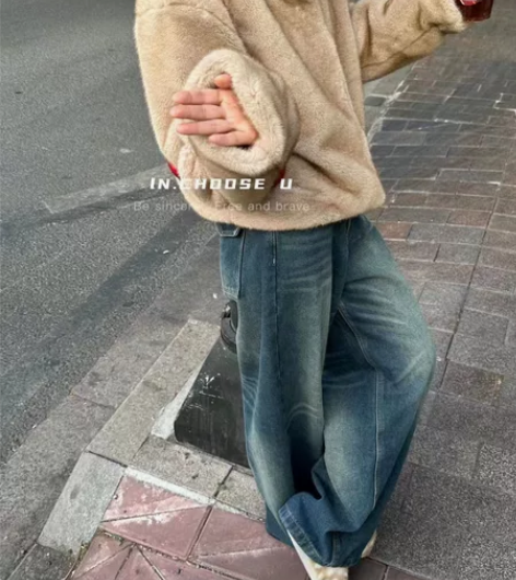 笑笑家阔腿牛仔裤，加薄绒，S号全新，仅试穿...