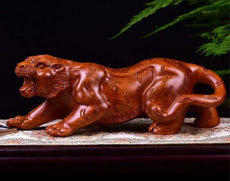 全新花梨木老虎摆件木雕生肖黑檀木虎实木红木...