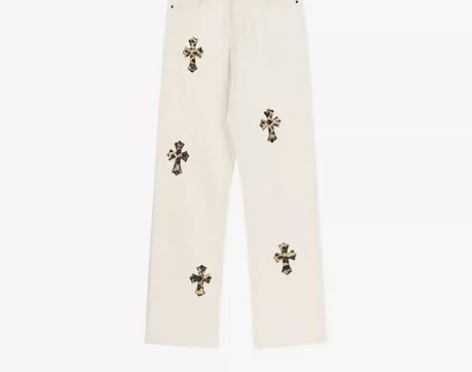 出一条白色十字架牛仔裤 感兴趣的话点“我想...