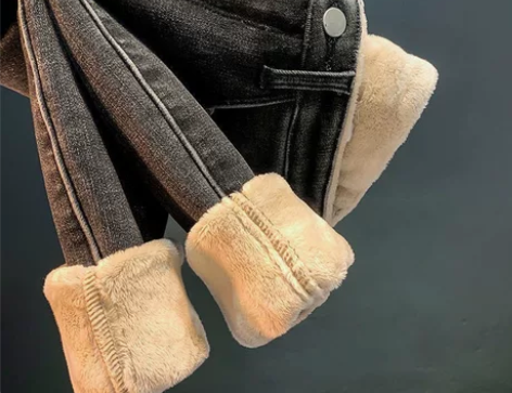 加绒牛仔裤冬季新款高腰弹力显瘦外穿加厚小脚...