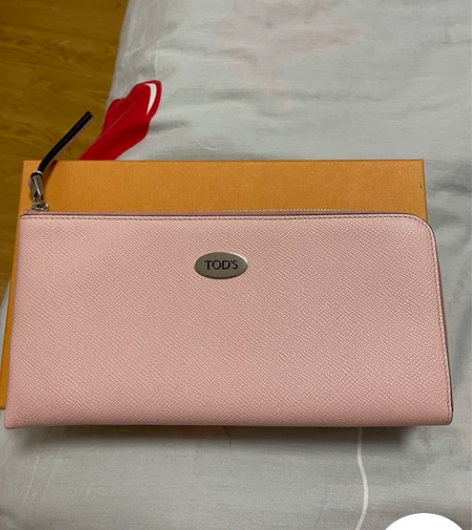 Tods专柜正品女士长款钱包 粉红色，牛皮...