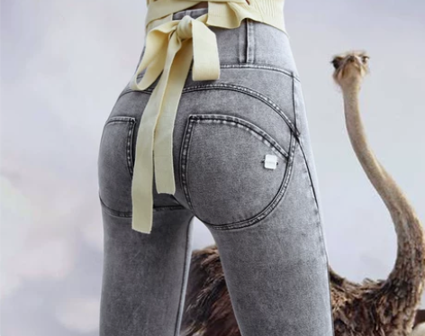 高腰牛仔裤 高腰牛仔裤九分裤烟灰色女春秋蜜...