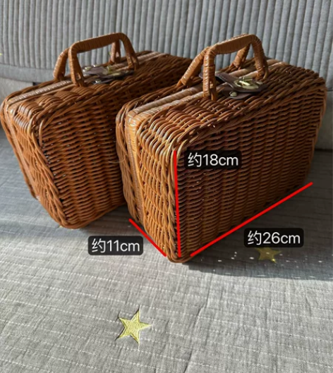 藤编手提伴手礼盒收纳盒，尺寸标图上了，手工...