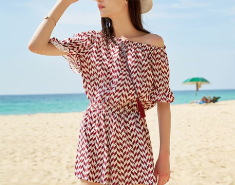 旧衣裤-①三彩2018夏装新品流苏系带一字...