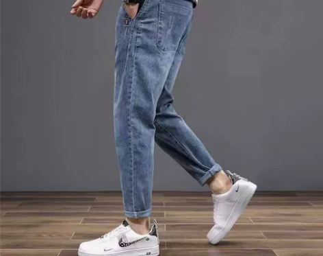 22秋装新款牛仔裤男九分哈伦裤宽松小脚休闲...