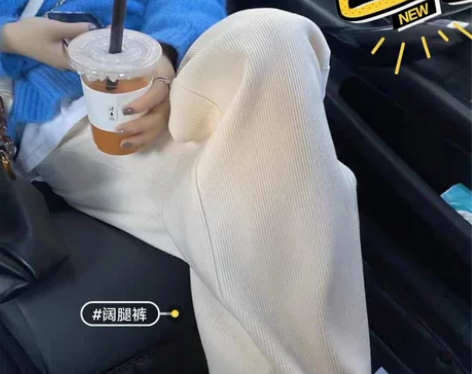 阔腿裤女秋冬加绒加厚垂感高腰宽松显瘦拖地直...
