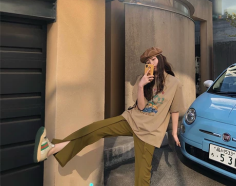 COOKADAILY高腰垂感直筒拖地裤女夏...