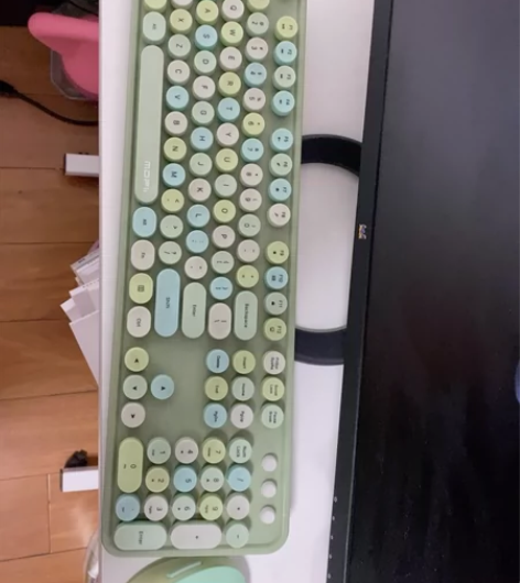 罗技雷蛇无线真机械手感键盘鼠标套装绿色少女...