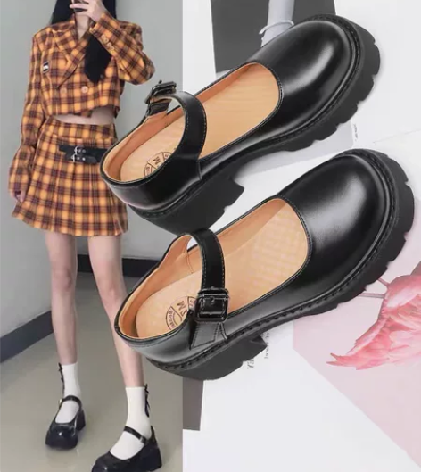 复古玛丽珍鞋春季英伦风日系厚底增高jk鞋真...