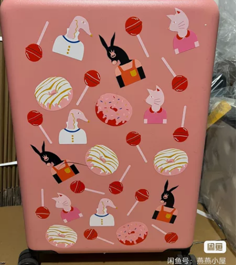 不莱玫行李箱24寸甜甜圈粉色拉杆箱 全新正...
