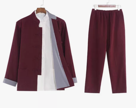 唐装男套装纯亚麻中国风青年汉服春长袖禅修服...