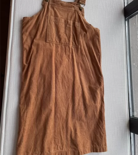 春秋季新款韩版复古灯芯绒背带裙女宽松中长款...