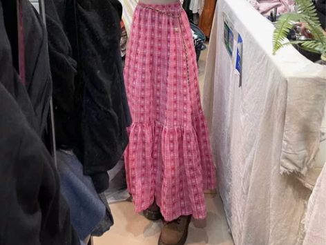 欧美式复古设计感小众日系古着感松紧半身裙女...