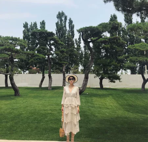 重工v领泡泡袖仙女波点蛋糕裙 连衣长裙 高...