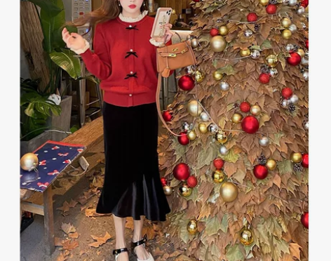 【年货价】黑色丝绒鱼尾裙半身裙秋冬女冬天配...