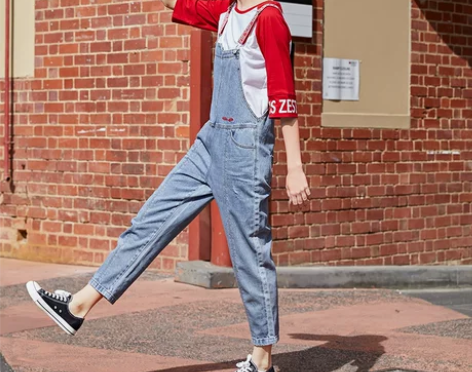 森马牛仔裤女2019夏季新款背带九分裤学生...
