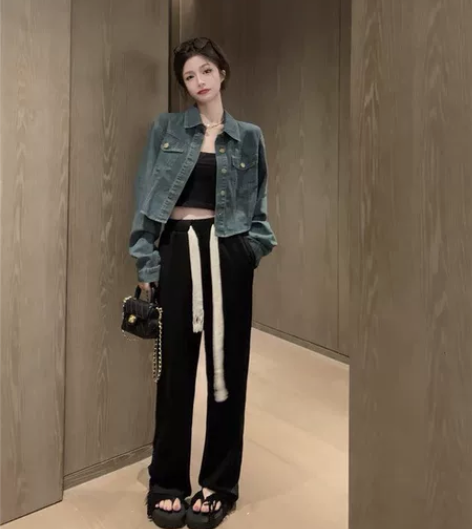 气质款黑色休闲裤全新售出不退换包邮 弹力还...