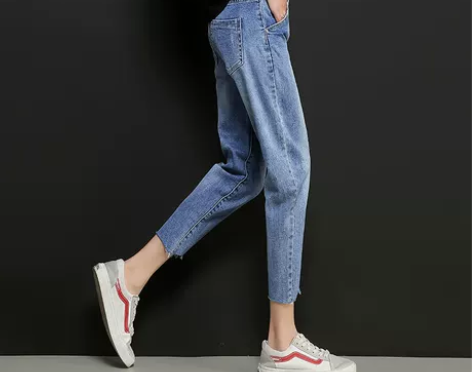 拉夏贝尔牛仔裤女高腰显瘦宽松2023春季