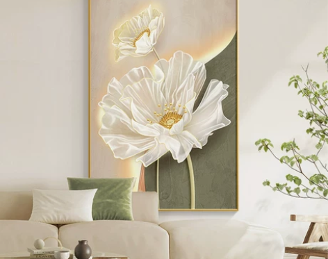 工艺画 壁画工艺画现代花卉客厅沙发背景墙装...