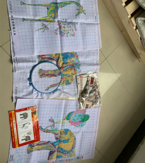 断舍离，刺绣画，三副 图案颜色，如图 经开...