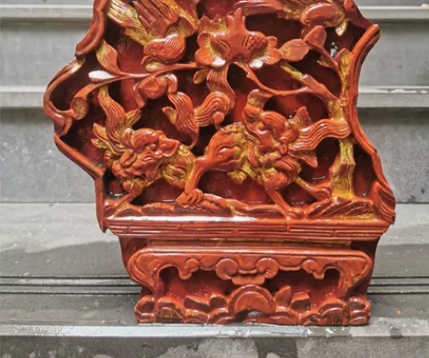 清代鎏金浮雕麒麟板,工艺好,板厚可以摆放~...