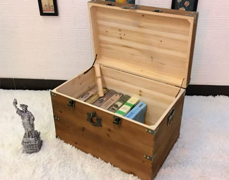 储物箱 箱子储物箱木带锁实木收纳箱复古木盒...
