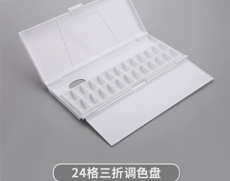 法比亚诺24格塑料翻盖折叠水彩调色盒 手握...