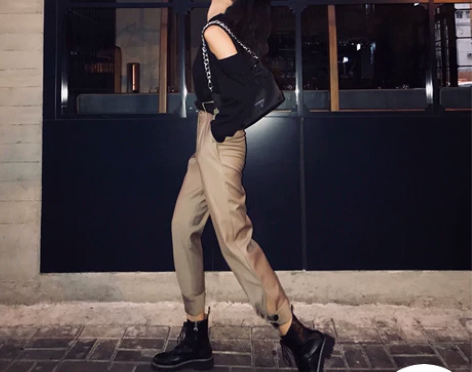 丽哥潮牌裤子女显瘦百搭2019秋新款工装束...
