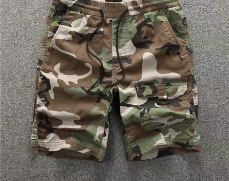 美式经典男士迷彩直筒五分裤男夏季新款休闲抽...