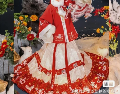 [嗨皮兔]茗月萱明制拜年服方领加绒披袄马面...